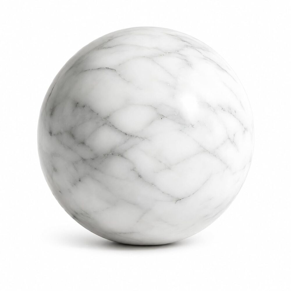 White Marble Decorative Sphere, 8cm Natural Stone Orb
